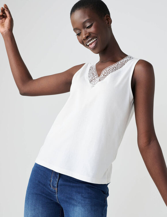 Débardeur col V dentelle (écru) Débardeur col V dentelle (écru)